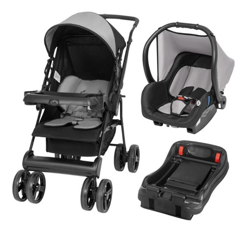 Kit Travel System Solare Preto/cinza Com Base - Tutti Baby