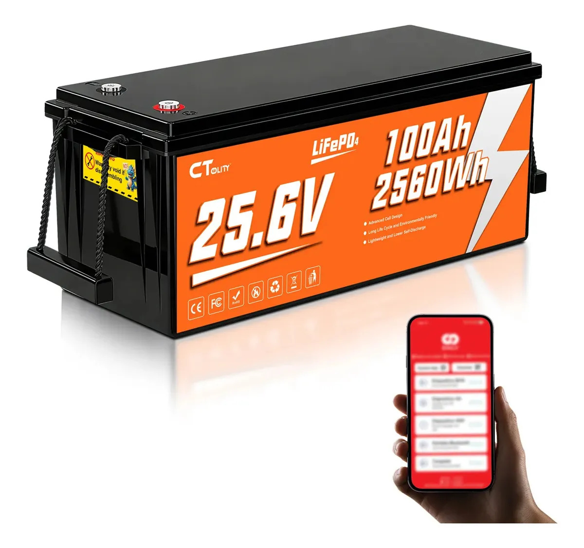 Ctolity Ct100-25 25.6v 100ah Lifepo4 Batería 100a Bms 2560wh