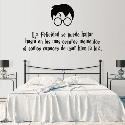 Vinilo Decorativo  Harry Potter Frase La Felicidad 70x40cm