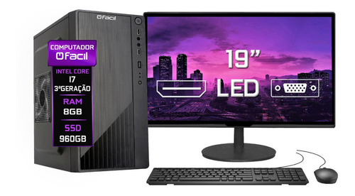 Computador Completo Fácil Intel I7 3ª Geração 8gb Ssd 960gb