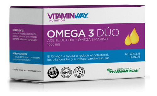 Omega 3 Dúo Aceite Chía + Aceite Pescado X 60cap Vitamin Way