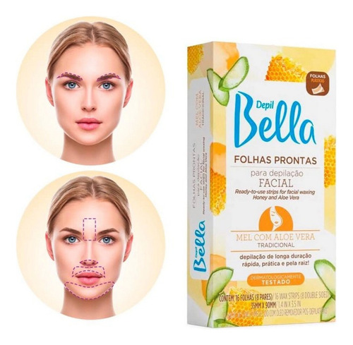 Kit 3 Cx Folhas Prontas Facial Mel C/ Aloe Vera Depil Bella