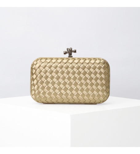 Bolsa De Festa Clutch Acabamento Com Trança  Casamento Cor Dourado