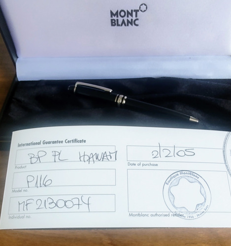 Lapicera Montblanc Meisterstück P 116 Mozart Platino En Caja Negro Negro (Usado)
