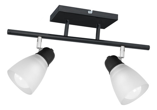 Aplique Techo Spot 2 Luces Tulipa Vidrio Barral Baño Led E27 Estructura Negro/Cromo