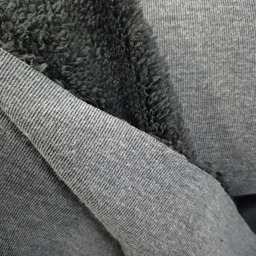 Tela Por Metro Darlon Vintage Con Corderito 1.55m De Ancho Gris Oscuro