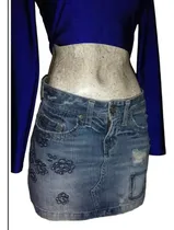Comprar Sexy Mini Falda Mezclilla Con Bordado Flores American Eagle