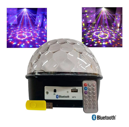 Imagen 6 de 10 de Bola Led Bluetooth Audioritmica Usb Luces Led Dj + Parlante