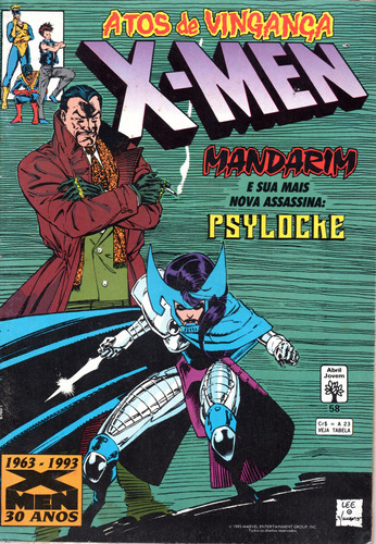 X-men N° 58 - Mandarim E Sua Mais Nova Assassina: Psylocke - 84 Páginas Em Português - Editora Abril - Formato 13,5 X 19 - Capa Mole - 1993 - Bonellihq Cx01 Fev24