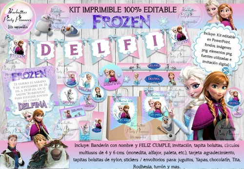 Kit Imprimible Candy Bar Frozen Modelo 2 - 100% Editable