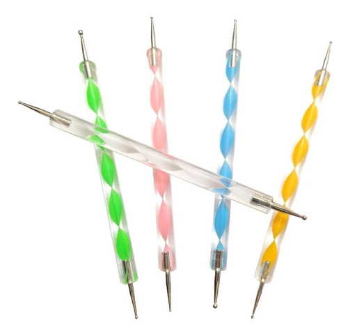 Imagen 2 de 5 de Set Bolillos Metal Manicura Puntillismo Pinta Puntos Mandala