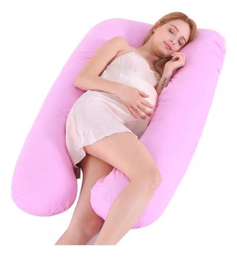 Almohada Para Embarazo Y Lactancia Jumbo Color Rosa Claro Geométrico