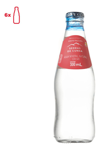 Água Mineral Serras De Cunha Com Gás 300ml Pack C/6unid