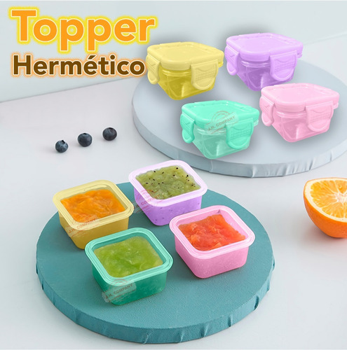 4 Pcs Mini Topper Recipiente Hermetico Cocina 10742 Color Multicolor