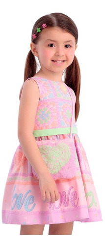 Vestido Infantil Com Bolsa Mon Sucré Crochet Love 22378 B.e.