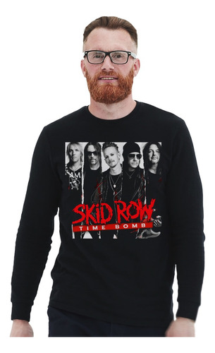 Polera Ml Skid Row Time Bomb Rock Impresión Directa