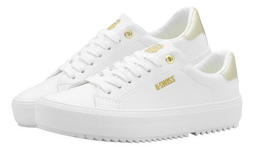 Tenis K-swiss Moda Color Blanco Oro Para Mujer Super Comodos