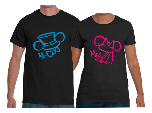 Pack Polera Parejas Día De Los Enamorados Amor Mickey Sombre