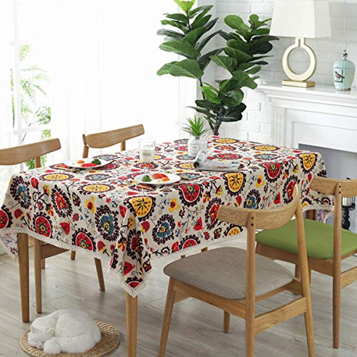 Mantel Vintage Rectangular De Lino Lavable Para Mesa