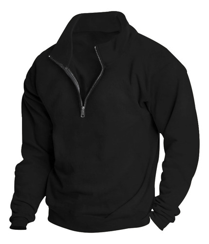 Hombre Sudadera Cuello Alto Media Cremallera Manga Larga Top