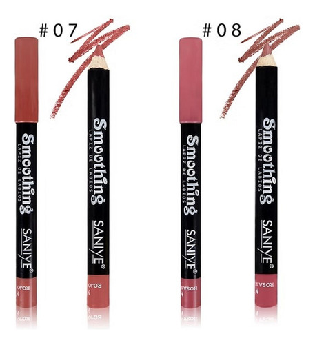 Set 12 Delineadores De Labios Lápiz, Pigmentación Profunda