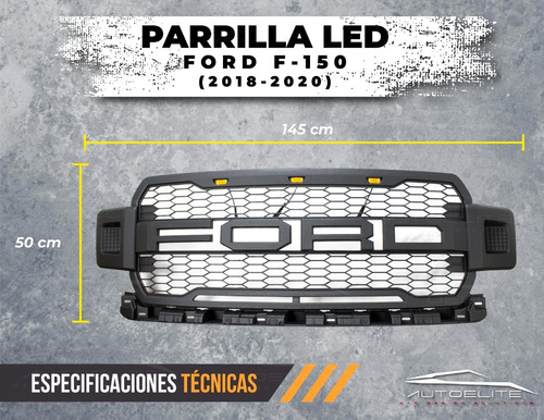 Imagen 7 de 9 de Parrilla Ford F150 2020 2021 Negra Luz Led Ambar Tipo Raptor