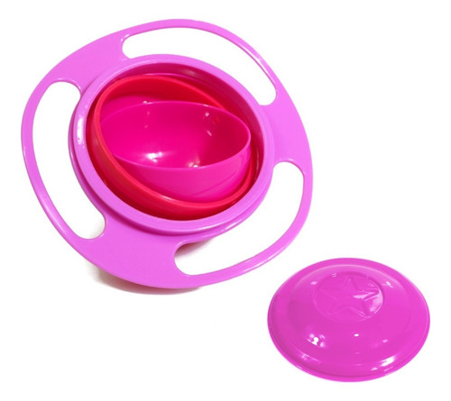 Tazon Gira Bowl Plato Para Bebes Anti Derrames Hopemob Color Fucsia