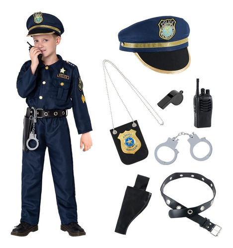 Conjunto De Uniforme De Policía For Niños Con Disfraz De Fi