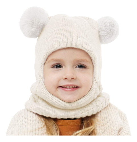 Conjunto De Gorro Con Bufanda Invernales Para Bebes Y Ninos,