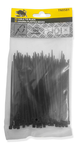Imagen 4 de 5 de 400 Amarra Plastica 2.5 X 100mm Brida Abrazadera Nylon Negro
