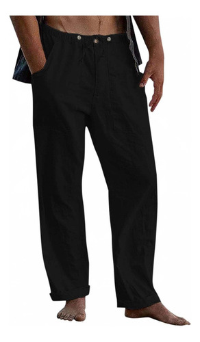 Pantalones De Lino For Hombre Con Cordón Elástico De Colo
