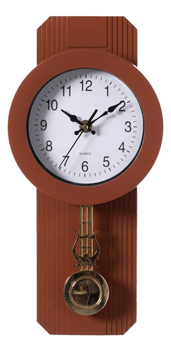 Reloj De Pared De Plástico Con Péndulo De Madera Redonda .