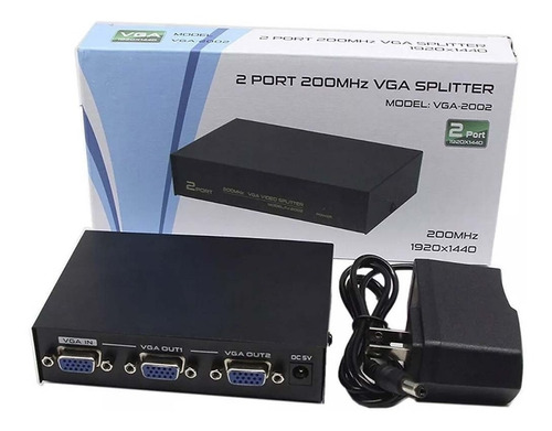 Splitter Vga 2 Puertos 200mhz 1920x1440 30 Metros Vga-2002 