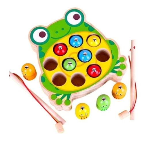 Juego De Pesca Magnético De Madera Juguete Didactico  Niños 