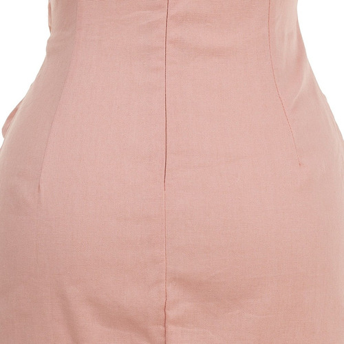 Imagen 6 de 6 de Vestido Corto Tirante Escote Corset Drapeado Fresco Rosa.
