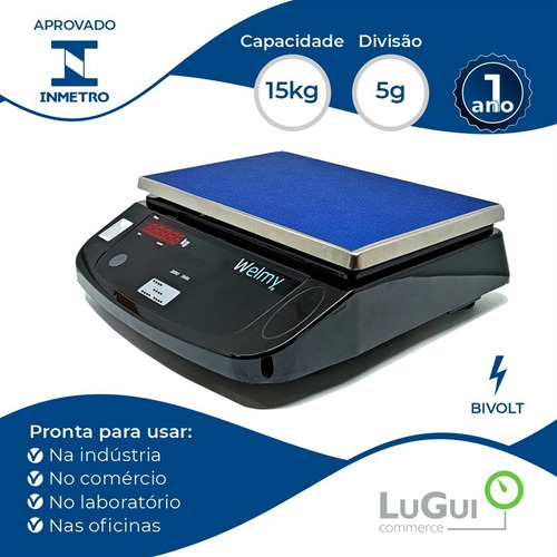 Balança Eletrônica De Bancada Capacidade 15 Kg X 5g Welmy