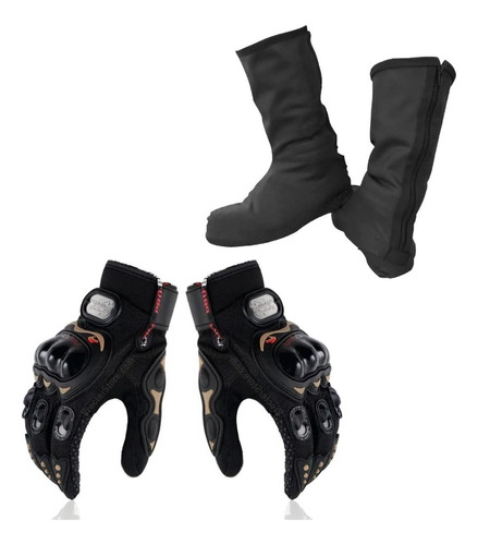 Botas Impermeables Motociclismo + Guantes Protección Moto 