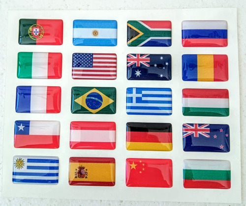 Adesivo Resinado Bandeira De Países Produtores De Vinho 20un Desenho Impresso Bandeiras