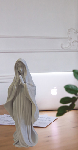Estatuilla Virgen María Minimalista Deco Religiosa 21cm Blanco