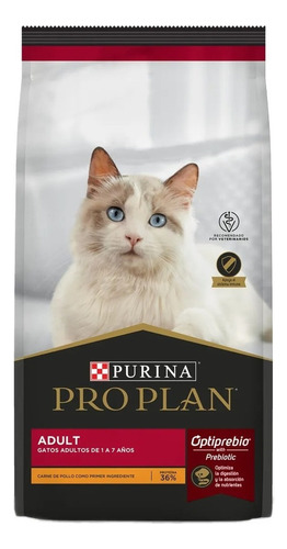 Alimento Pro Plan Optiprebio. Adult para gato adulto de raza  mediana sabor pollo y arroz en bolsa de 7.5kg