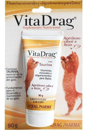 Vitadrag 90gr Suplemento Nutricional Para Gatos