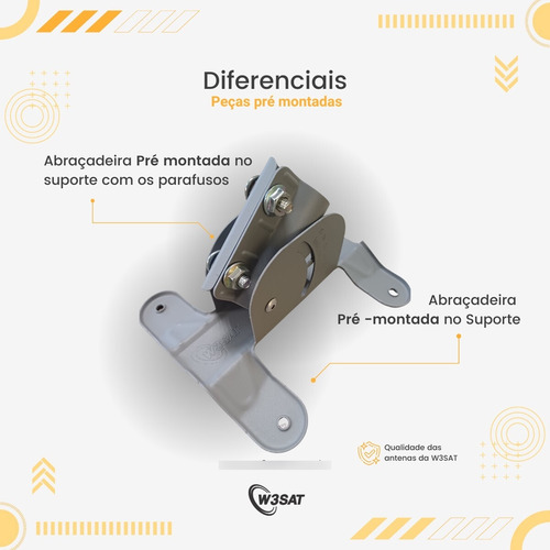 Kit Antena Parabólica Banda Ku 60cm W3sat + Lnb + Kit Cabo