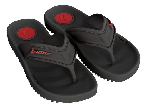 Chinelo Rider Trace Masculino 12608 Preto/preto/vermelho Liso 39.40