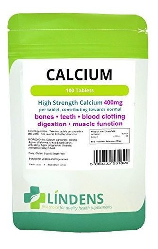 Suplemento Mineral De Cal Lindens Calcium Carbonate 400mg Tr