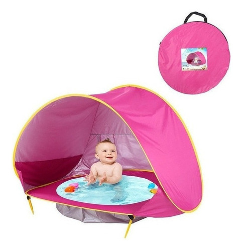 2022 U Tenda De Praia Para Brinquedos Para Bebês Com Piscina Cor Rose Red-117x79x70cm