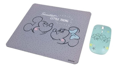 Kit Mouse Inalambrico Y Mouse Pad Mickey 2 / Tecnocenter Color Gris