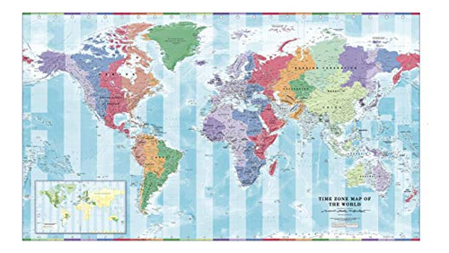 Mapa Mural De Zona Horaria Del Mundo - Grande - Papel De 56,