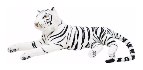 Tigre blanco de peluche realista acostado 90 cm