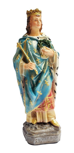 Imagem 4 de 4 de Imagem Escultura São Luis Ix Rei Da França 20cm Policromado