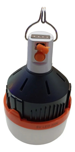 Led Recargable Bombilla 25w De Emergencia Carga Usb Negro Con Naranjo